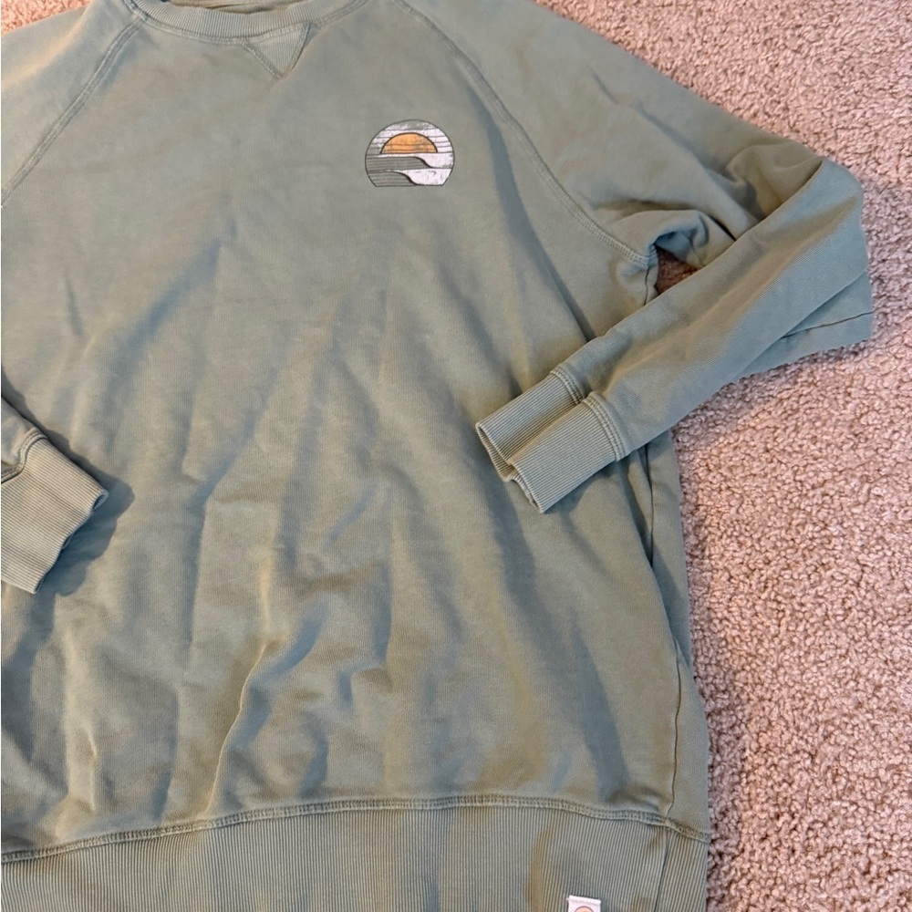 Stylish Green Crew Neck Sweatshirt - Picture 2 of 7